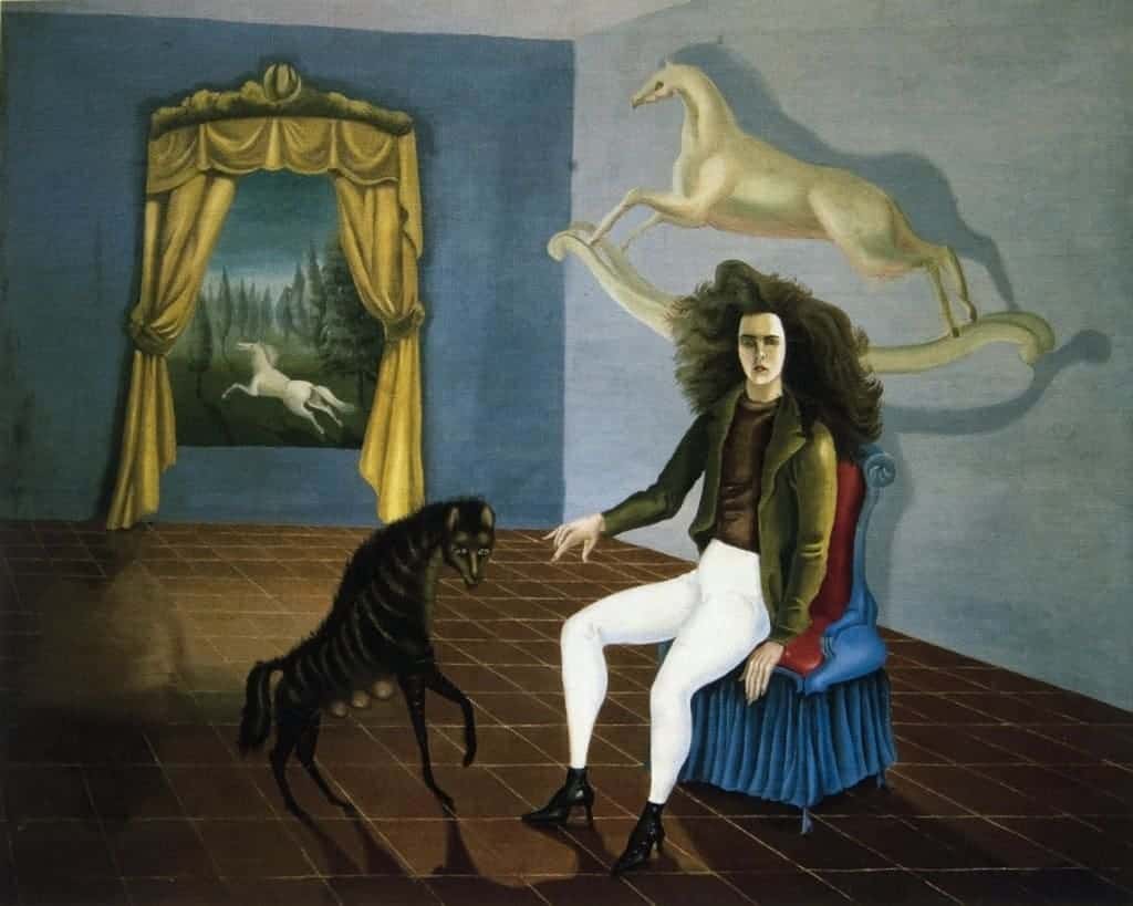 Surrealist Paintings-Self-Portrait Inn of The Dawn Horse-Leonora Carrington 1937-38-article material
